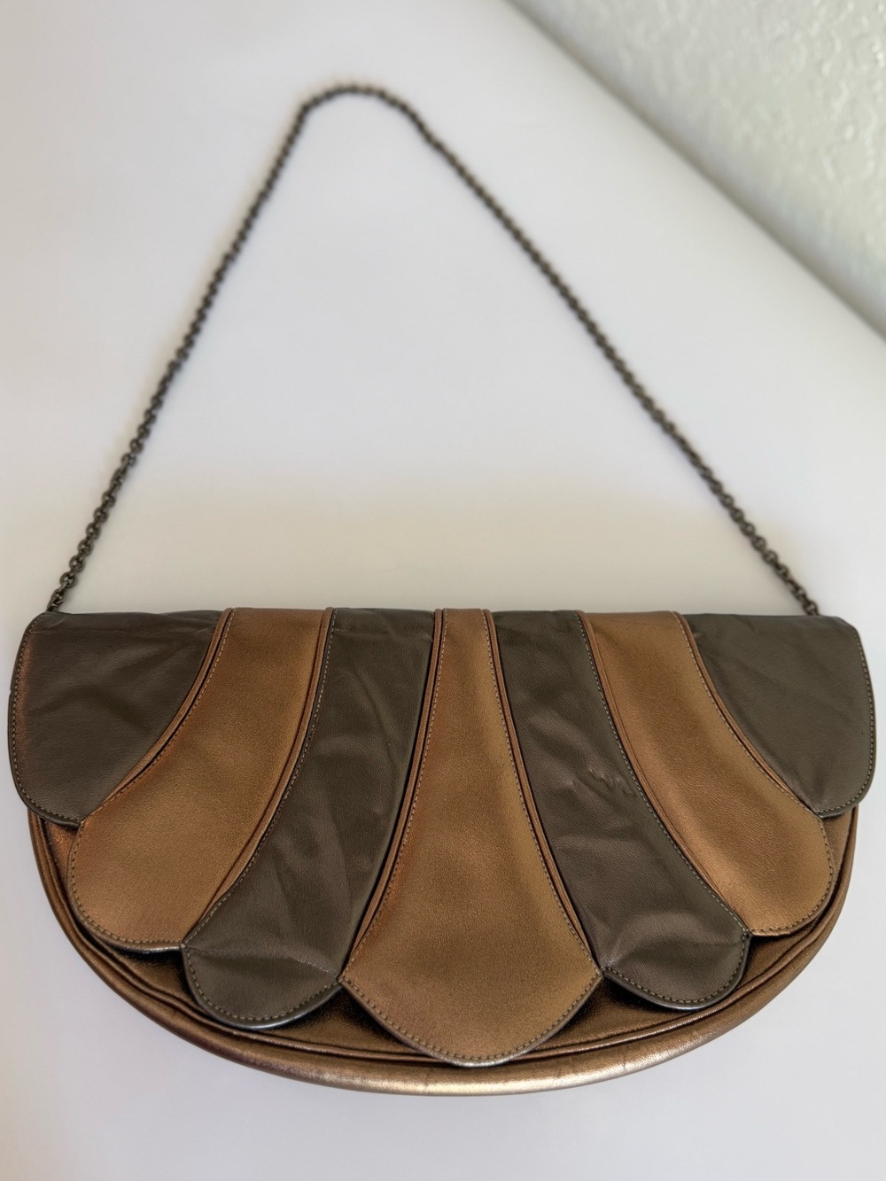 Vintage Caprice USA Made Two-Tone Brown Leather Shoulder Bag